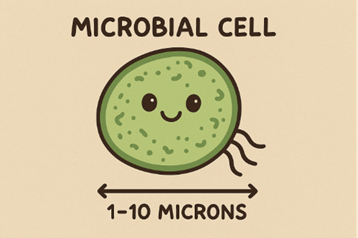 microbial cell cartoon 1-10 microns